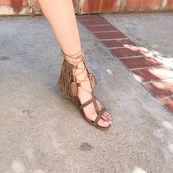 Schultz Shoes - SCHUTZ Fringe Suede Gladiator Sandals